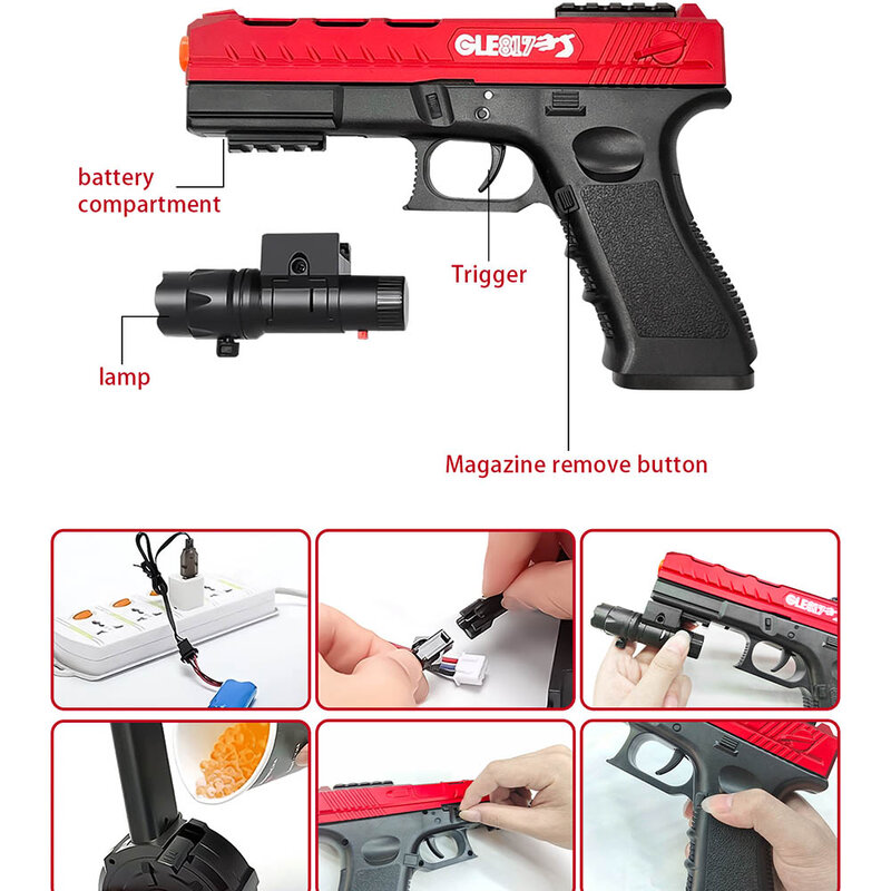 Pistolet à billes de gel électrique pour enfants et adultes, tir automatique, bl84, odorjouet, arme à billes d'eau, sports de plein air, airsoft