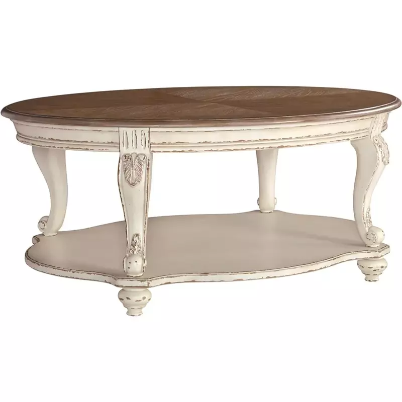 Casual Cottage Coffee Table Restaurant Tables Antique White & Brown Center Tables for Living Room Chairs Furniture Dining Salon
