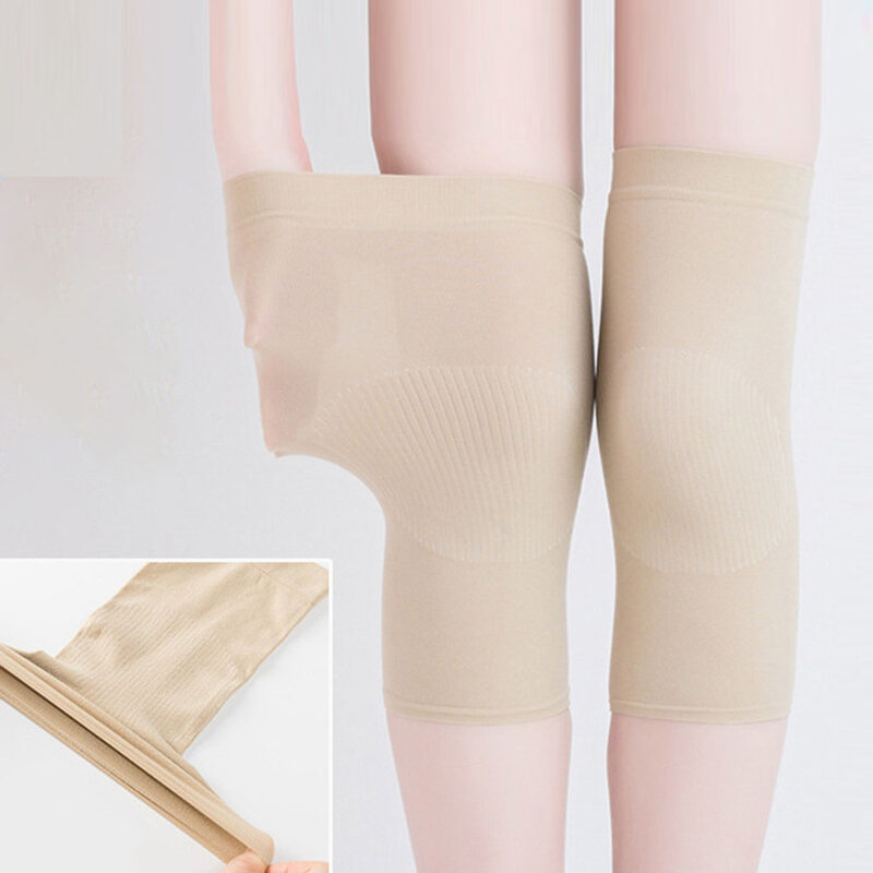 1 paio di ginocchiere estive sottili e calde ginocchiere elastiche leggere scaldamuscoli lunghi e confortevoli protezioni per ginocchiere in fibra di bambù