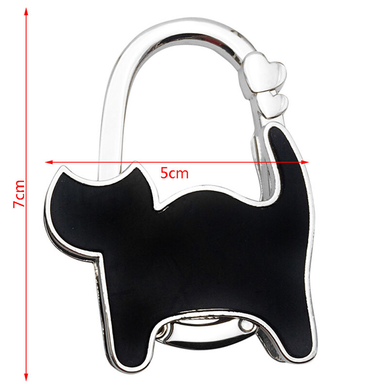 1Pc Cat Shaped Purse Bag Holder Safer Gift Shining Hanger Portable Handbag Hook Metal Foldable