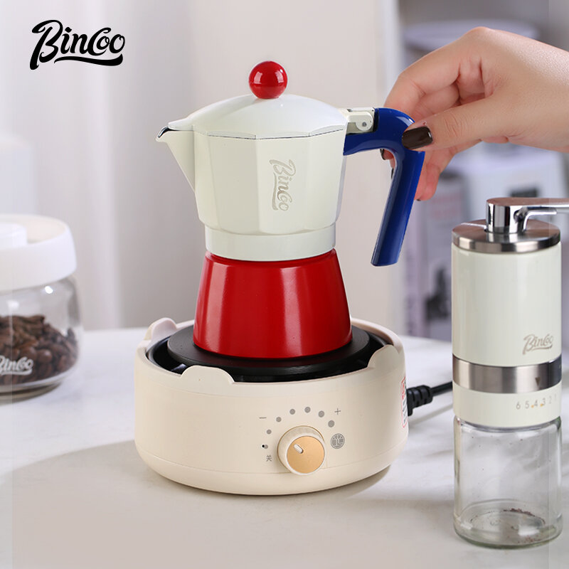 BINCOO-cafetera Moka colorida, válvula de presión única, cafetera italiana hecha a mano, juego pequeño para el hogar, 3 tazas, 6 tazas
