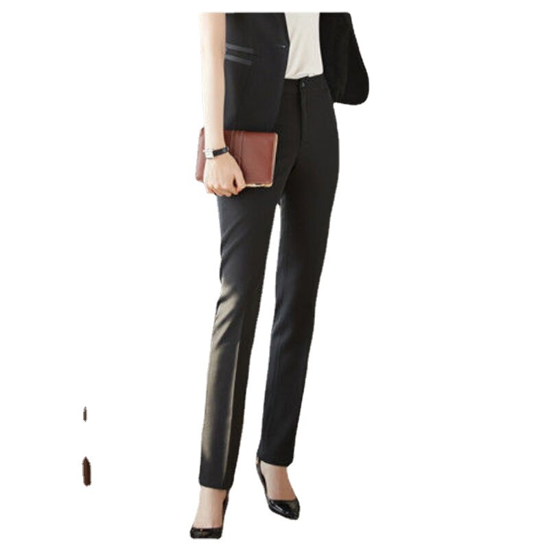 YASUGUOJI-Calça feminina de fato de cintura alta, elegante calça reta casual, formal de trabalho, senhoras do escritório, feminino, senhoras
