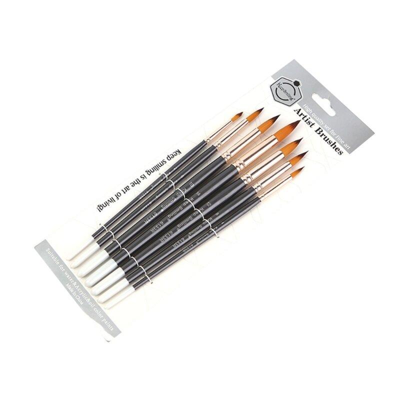 7Pcs Acrylic Paint Brush Set,Nylon Hair Brushes for Oil Watercolor Painting Artist Pro-Kit Drawing Arts Crafts Supplies