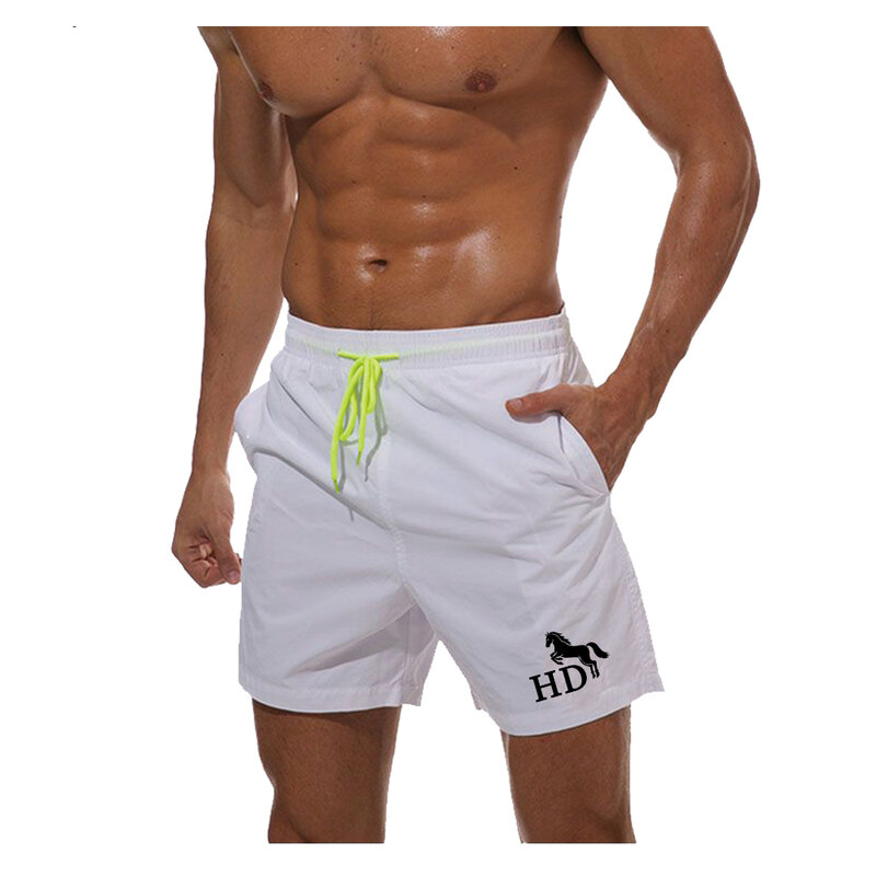 New HDDHDHH Brand Print  Men's Quick-drying Beach Pants Five Points Swimming Trunks Casual Shorts