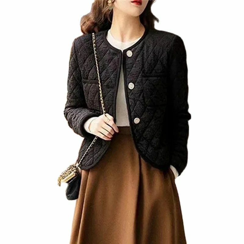 Jaket Down Cotton ringan wanita, pakaian luar kasual mode atasan musim gugur musim dingin 2023