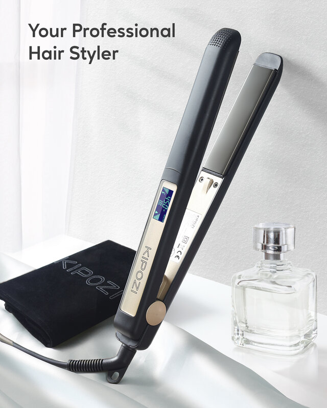 KIPOZI Salon Flache Eisen Haarglätter, nano Titan Platte Dual Spannung 15s Fasten Heizung mit 15 Einstellbar Temp Einstellungen