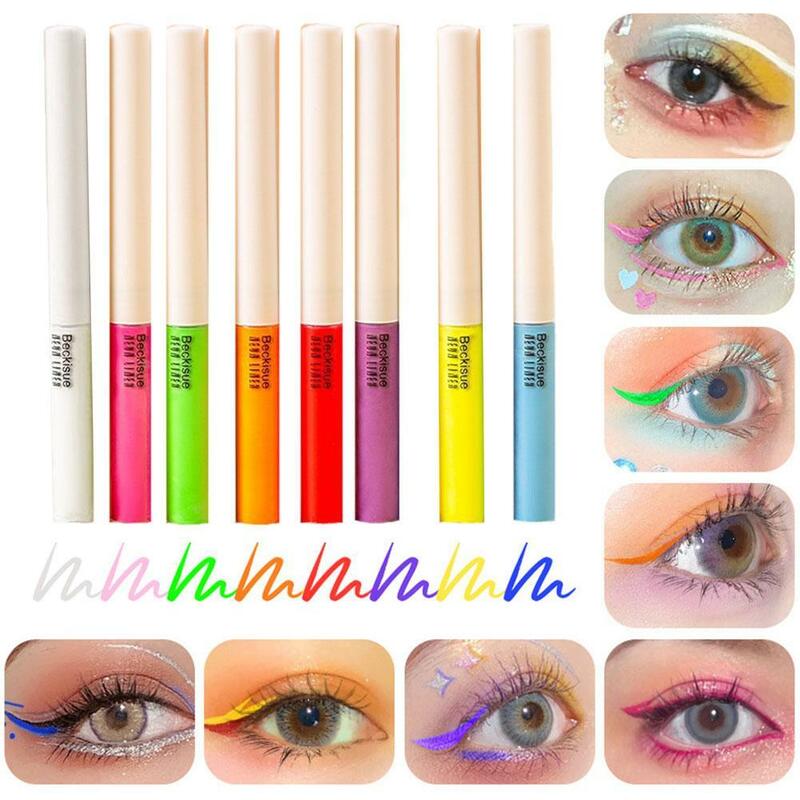 4ml Eyeliner Neon tahan air cepat kering pensil rias mata lampu UV pena garis mata cair Neon kosmetik 8 warna