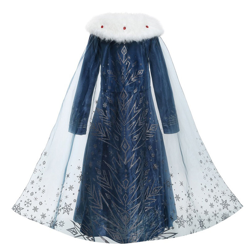 Gaun Elsa Gaun Putri Ratu Salju Anna Pakaian Anak Perempuan Kostum Anak-anak Ulang Tahun Belah Remaja Vestidos Disfraz