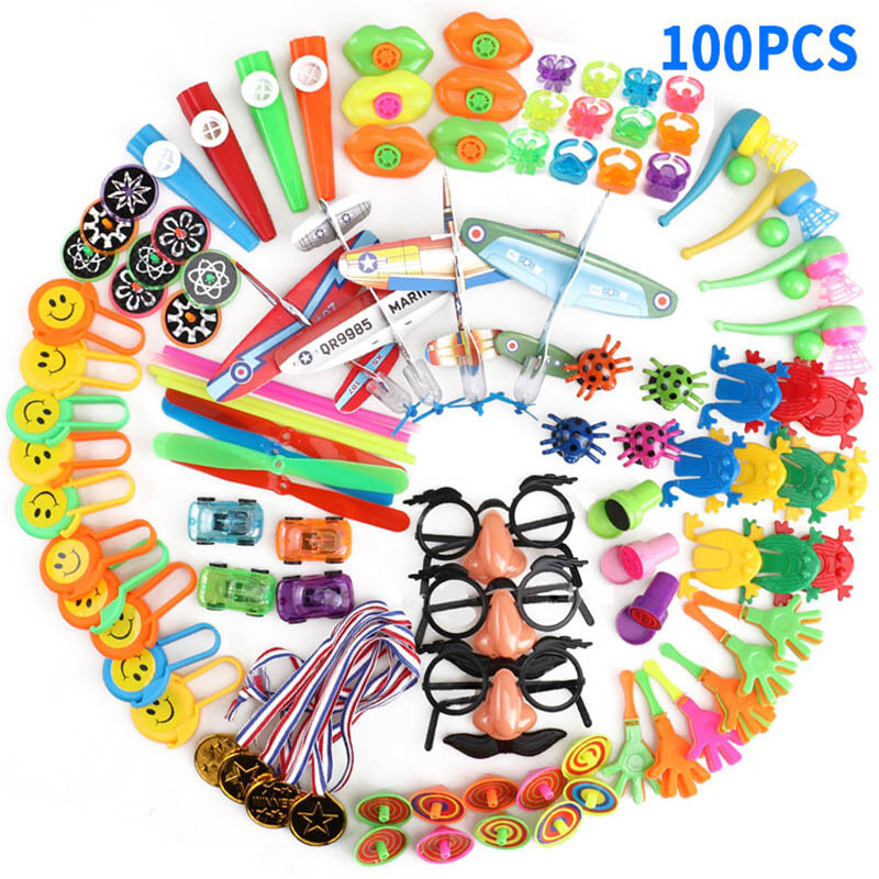 100Pcs Party Favor Toy Assortment for Kids Pinata Filler Toys for Kids Birthday Party Bulk Toys Treasure Box for Boys and Girls