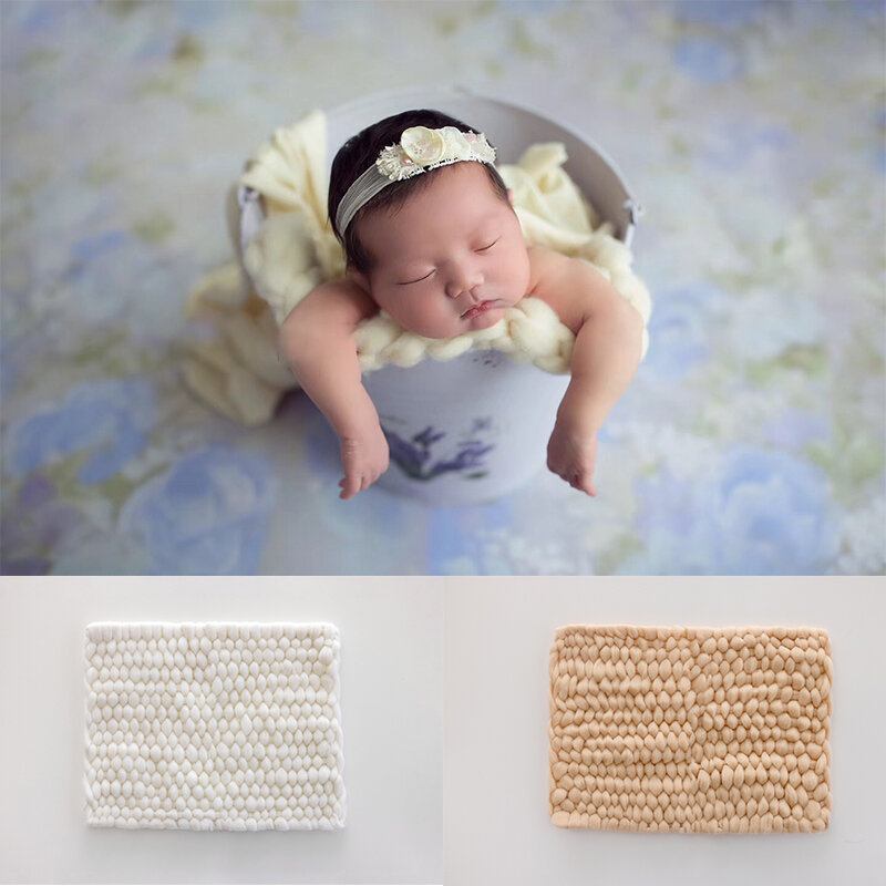 Recém-nascido Algodão Lã Crochet Cobertor, Thread Knitting Blanket, Almofada, Backdrops, Estúdio, Bebê Posando, Fotografia Acessórios