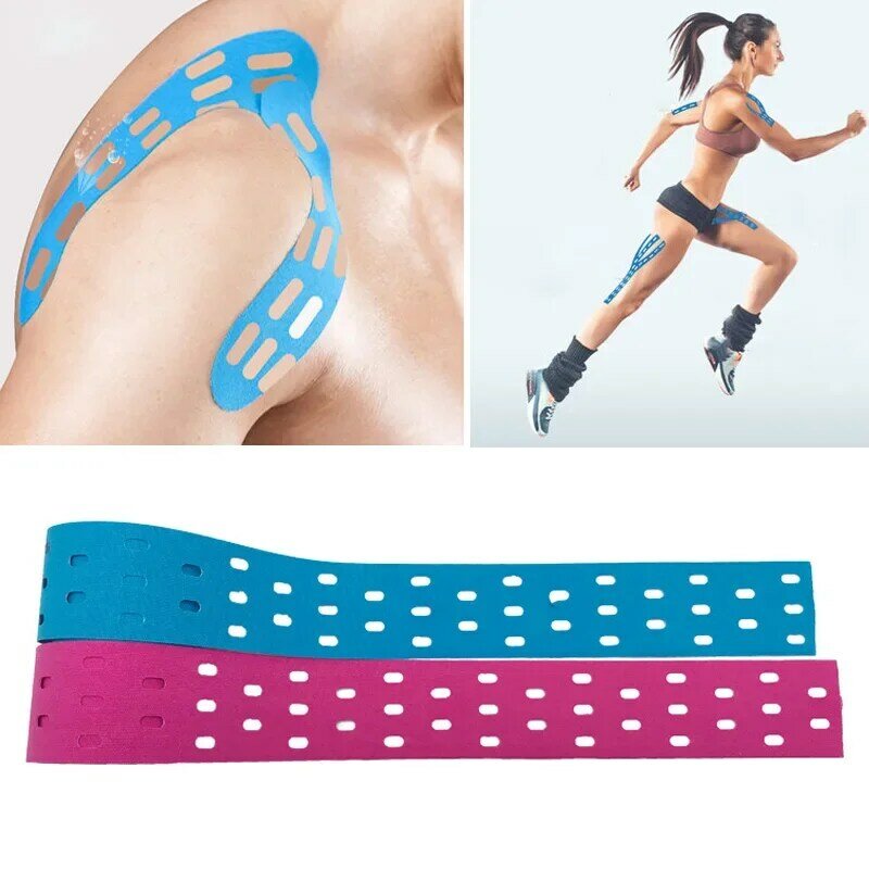 Hole Kinesiology Tape Perforated Elastic Kinesiology Exercise Tape for Muscle Support Strain Pain Relief 5cm X 5m Roll Bandage