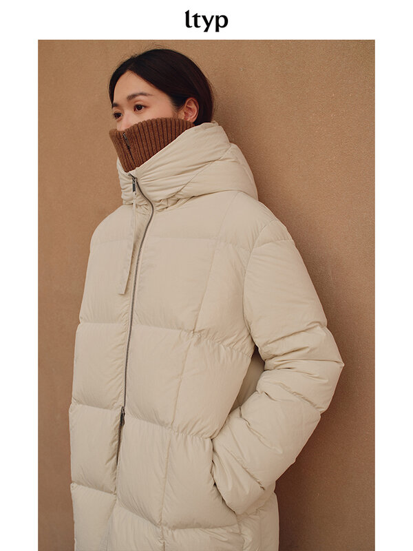 Jaqueta de ganso branco para mulheres, curto, comprimento médio, casaco espesso, moda, inverno
