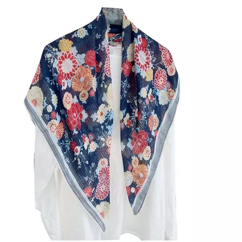 Bufanda cuadrada de algodón de 90cm para mujer, accesorios para el cuello, pañuelo para el pelo, Hijabs, Fular, bufanda N156