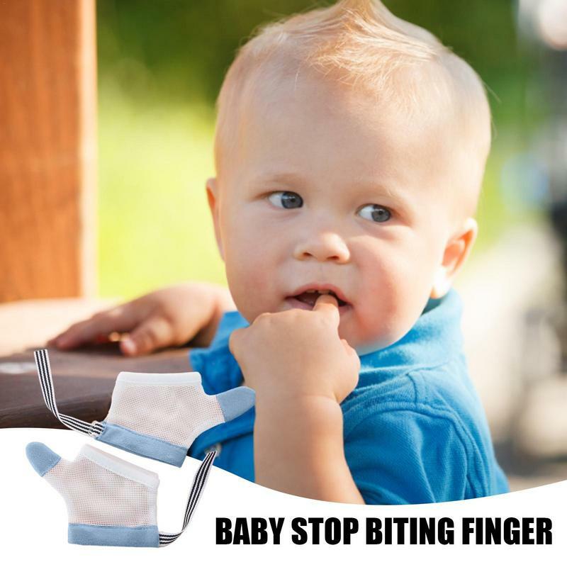 抗親指吸引1ペアの傷に強い親指サッカーガード通気性のあるストップフィンガーガード、赤ちゃんのサッカーストッパー調整可能