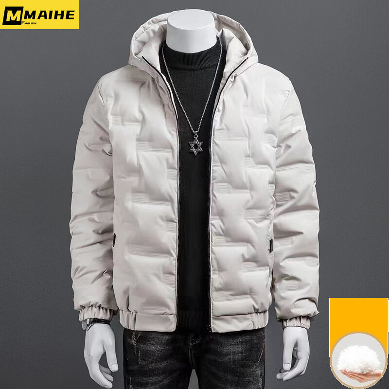 Jaqueta de baixo curto com capuz masculina, casaco frio leve, de pato branco, tamanho grande, original, de alta qualidade, novo, inverno