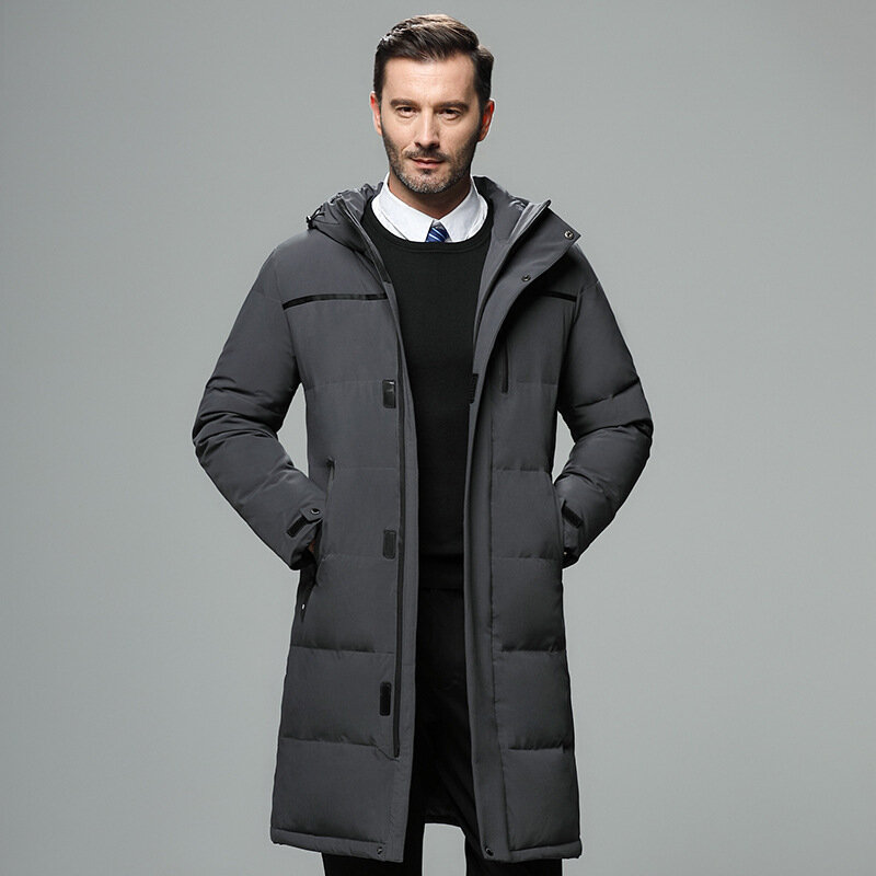 Męskie długie kurtki puchowe nowe zimowe kurtki puchowe z kapturem wysokiej jakości męskie wiatroszczelne ciepłe kurtki męskie