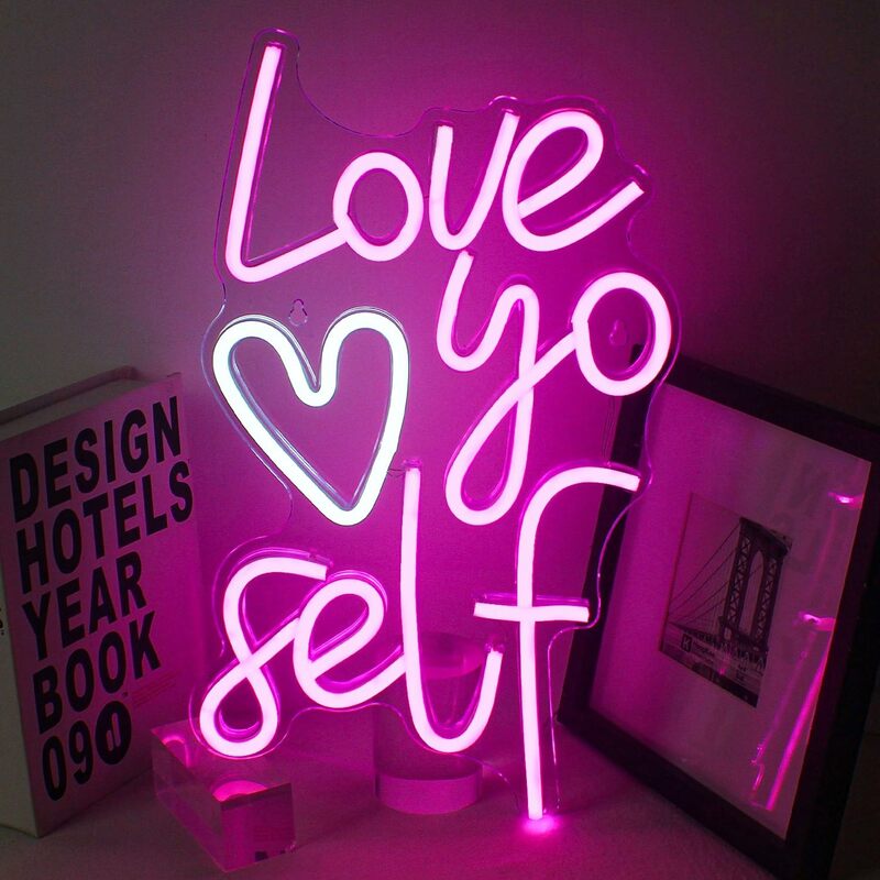 Love You Self Neon Sign LED Wall Room Decoration, USB Letter Art Lamp para festa de casamento, casa, bar, quarto, presente de aniversário, decoração do logotipo