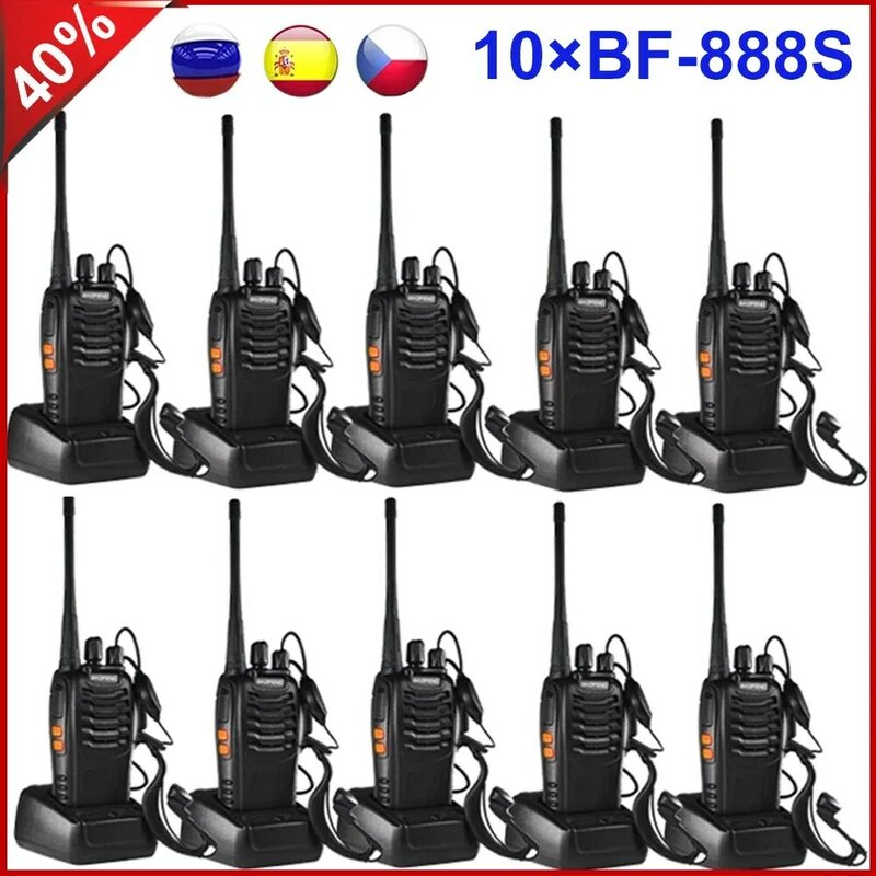 10 pçs/lote original baofeng BF-888S walkie talkie rádio bidirecional conjunto bf 888s uhf 400-470mhz 16ch walkie-talkie rádios transceptor