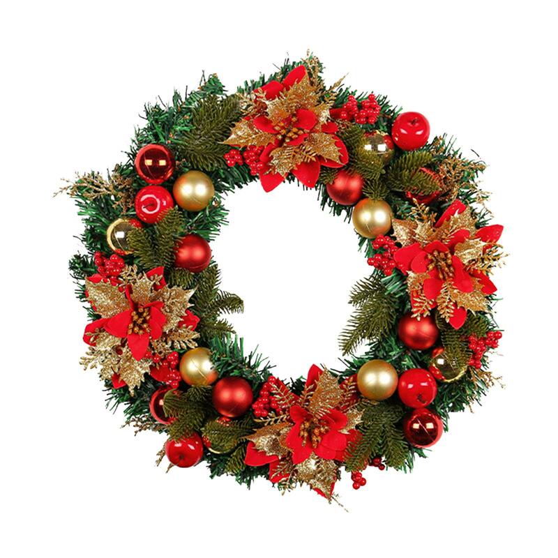 Christmas Wreath Decorations Wall Hanging 40cm Christmas Ball Ornaments Decorative for Party Indoor Outdoor Home Window Holiday