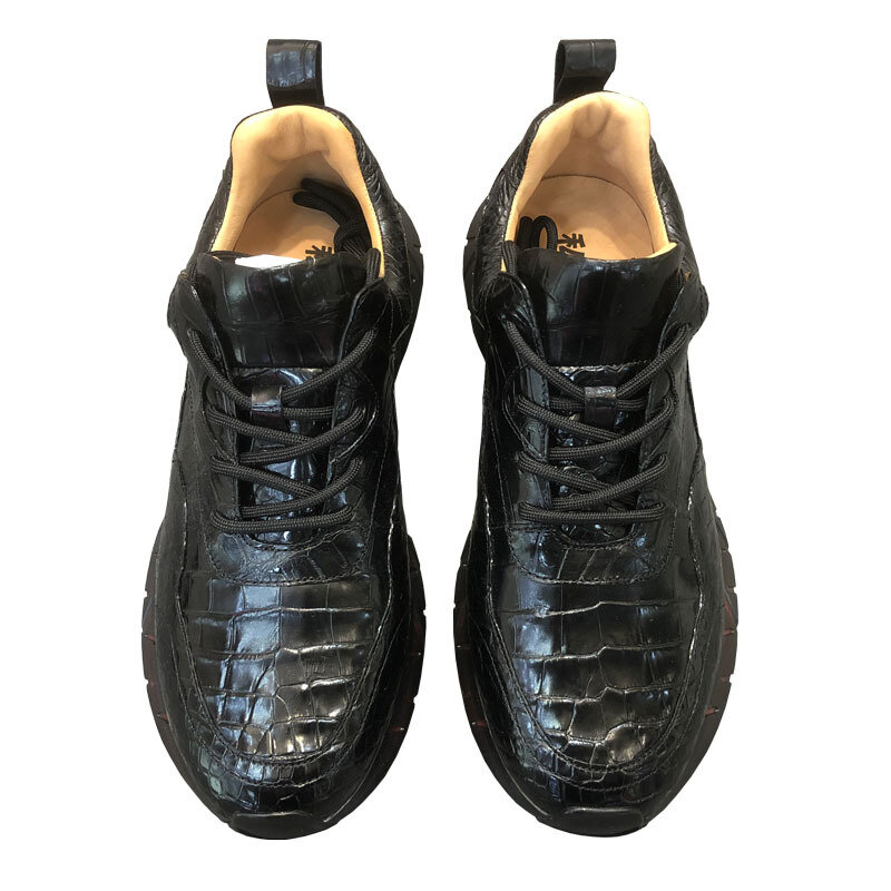 Neue Herren schuhe Sport für trend ige vielseitige echte Krokodil lässig Schnürung Mode Bauch Leder Walking männliche Oxford Sneakers