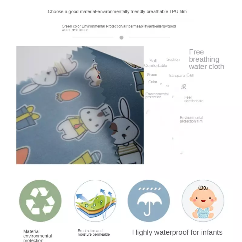 Wasserdichter Stoff von Meter zu Meter atmungsaktiv TPU Kinder Kleidung Anime gedruckt Cartoon Stoff Outdoor Nähen Regenschirm dünn DIY blau