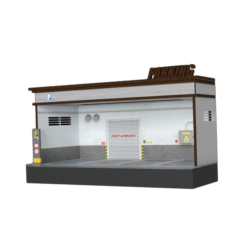 Vitrina decorativa para aparcamiento, contenedor de simulación para decoración del hogar, paisaje, marco de madera, modelo de garaje, 1/64