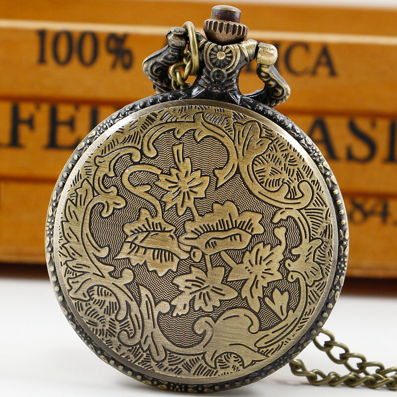Bronze Retro 3D Dinosaur Sculpture Design Quartz Pocket Watch Necklace Top Gifts Pendant Clock FOB Chain Souvenir