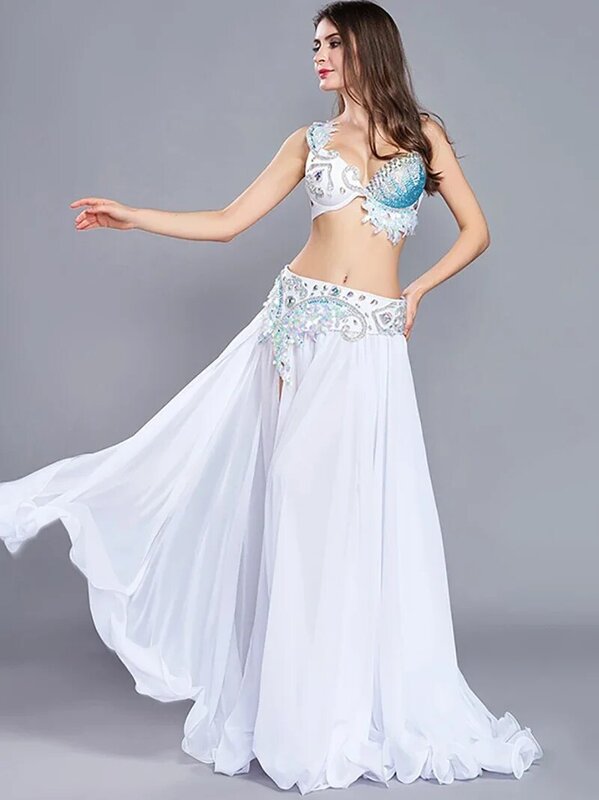 Adult Women Belly Dance Clothing Bra Top Skirt Set Sexy Fairy Costume Clubwear Oriental Dancewear Stage Performance Dance Dress