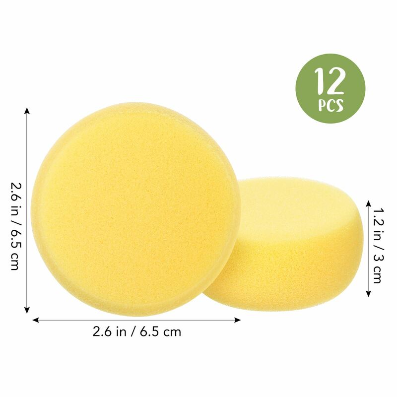 12pcs Yellow Round Cake Sponge Round Synthetic Watercolor Artist Sponges For Painting Crafts Pottery Round Cake Sponge(Yellow)