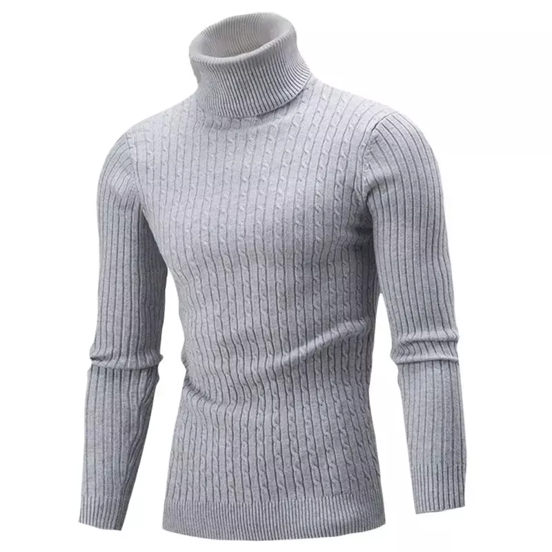 Jesienno-zimowy męski sweter z golfem dzianinowe swetry męski sweter z dzianiny ciepły męski sweter Slim Fit swobodny sweter