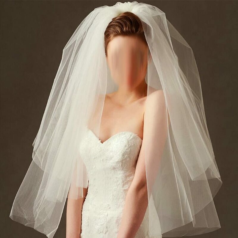 Hochzeits schleier einfache Tüll zwei Schichten Braut Braut Accessoires 75cm kurze Frauen Schleier mit Kamm