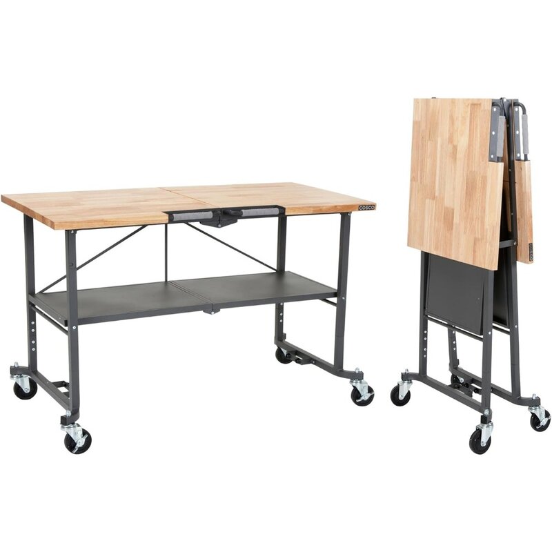 COSCO SmartFold Portable Workbench/Folding Utility Table (Gray Steel Frame)