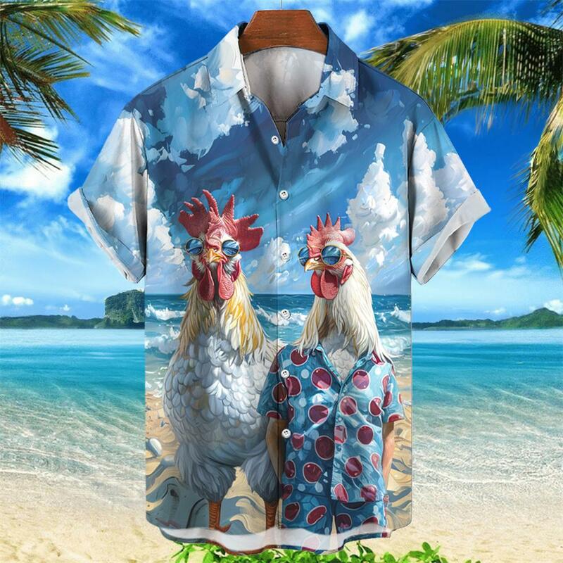 半袖メンズビーチシャツ,「ハワイアン」プリントのメンズシャツ,3Dグラフィック,サマースタイル,ファッショナブル,ユニセックス,2024