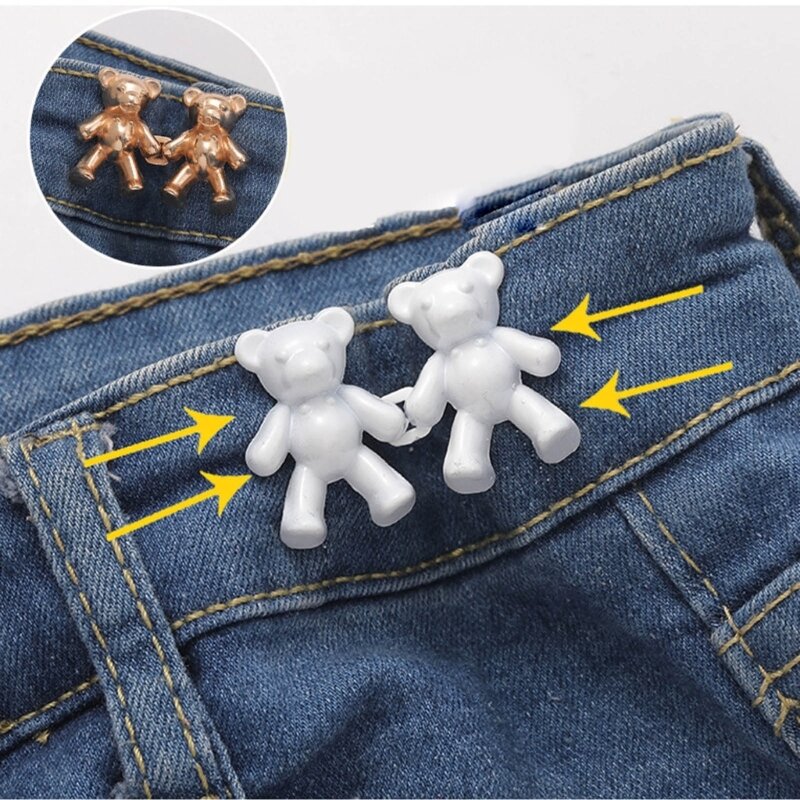 95AB spilli regolabili per bottoni per jeans con orsetto carino rendono i pantaloni più stretti per abiti in