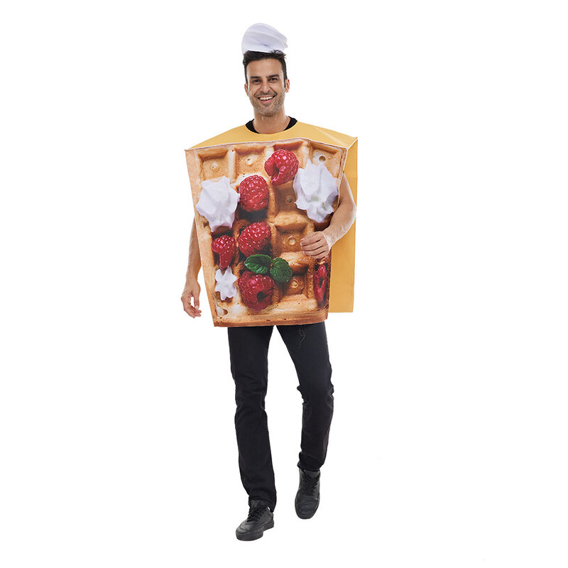 Halloween Fun Food Play Costume  adult headwear and jumpsuit Muffin Bar Party Performance Costume