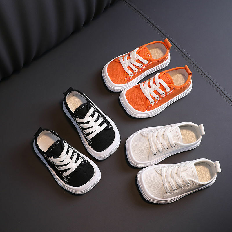 Children Sport Canvas Shoes Lace-up Girls Flat Boys Casual Shoes Kids Non-slip Comfort Sneakers Shoe Toddlers Tennis shoes
