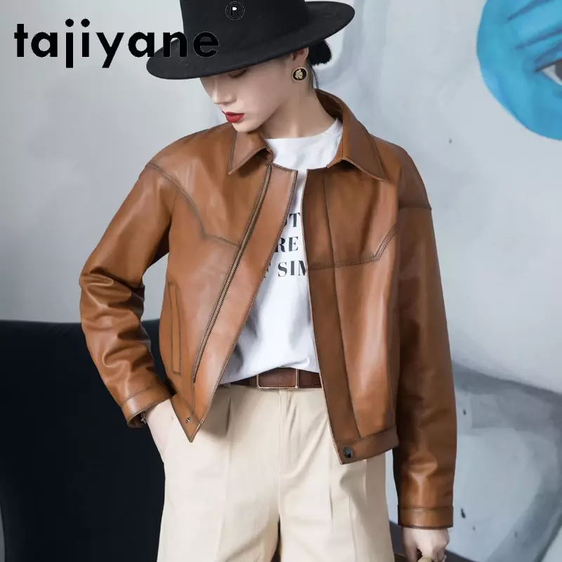 Tajiyane ผู้หญิงเสื้อแจ็คเก็ตหนังแท้ผู้หญิงแท้ Sheepskin เสื้อเกาหลีสไตล์หญิง100% เสื้อแจ็คเก็ตผิว Mujer Chaqueta TN2835
