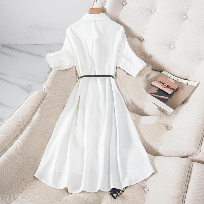 Модный дизайн, облегающая юбка-рубашка средней длины для женщин, новинка 2024, женское платье большого размера с приталенным силуэтом