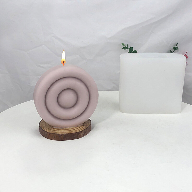 Molde de vela de silicona Circular geométrico, juego de moldes perfumados redondos, aromaterapia 3d, pastelería de panadería, molde de yeso de resina, regalo