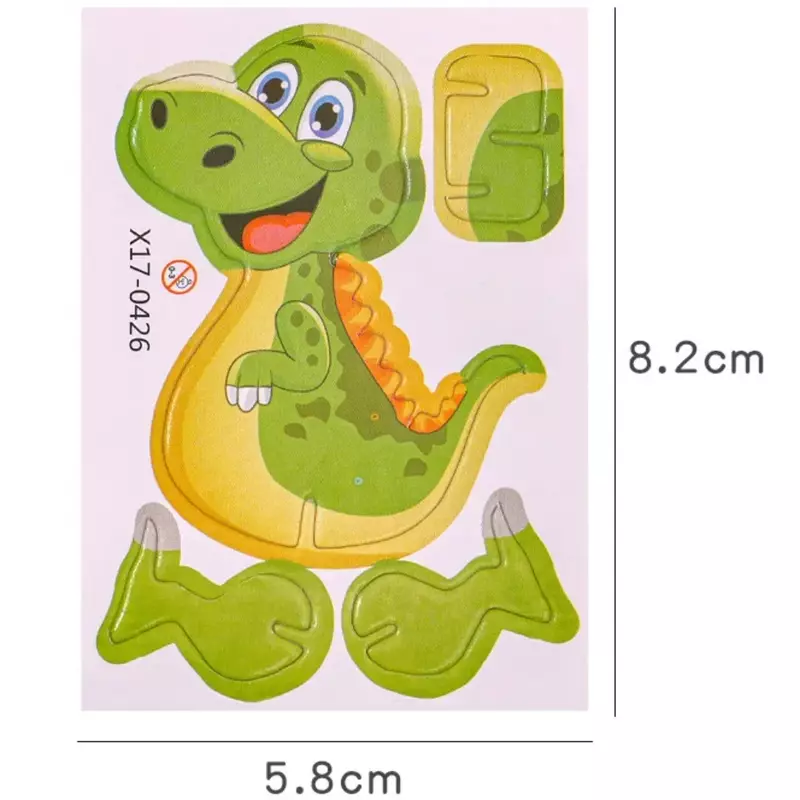 Cute Cartoon Dinosaur Puzzle para educação infantil, puzzle 3D infantil, brinquedos de presente DIY, 1pc