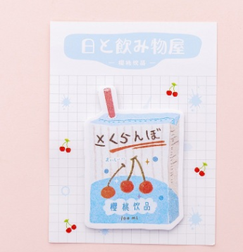 Linda nota adhesiva Kawaii de varias formas de bebida, estilo japonés, Simple, Color sólido, nota adhesiva, Nota de papel, pegatina de aviso de oficina