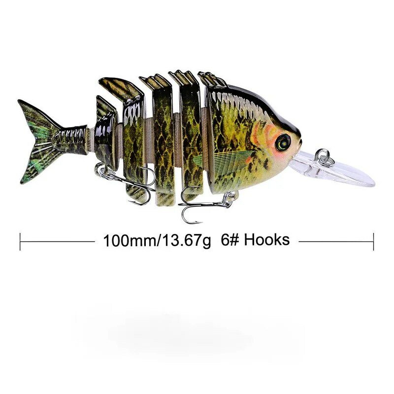 Umpan pancing Wobbler 10cm 14g, alat Aksesori ikan plastik umpan keras memancing buatan banyak bagian bionik