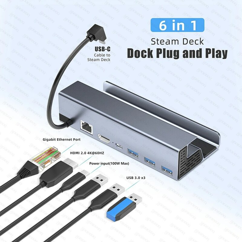 스팀 데크 도킹 스테이션 5 in 1 허브 알루미늄 합금 홀더 독 60Hz HDMI 호환 USB-C 스팀 데크 콘솔