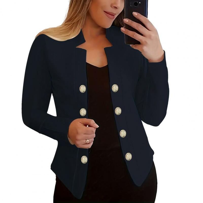 포멀 비즈니스 여성 재킷 코트, 노치 칼라 가디건 블레이저, 단추 장식, 두껍고 따뜻한 OL 오피스 세트 코트