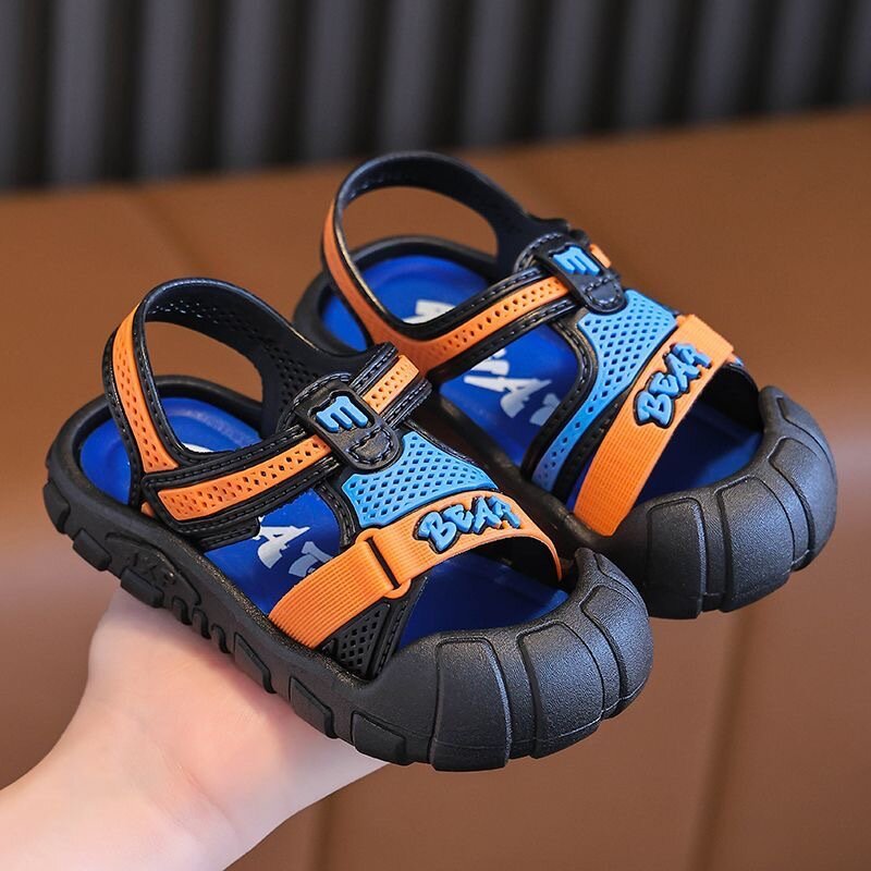 Sandalias de PVC para niños y niñas, zapatos de playa de retales de Color, impermeables, antideslizantes, con gancho