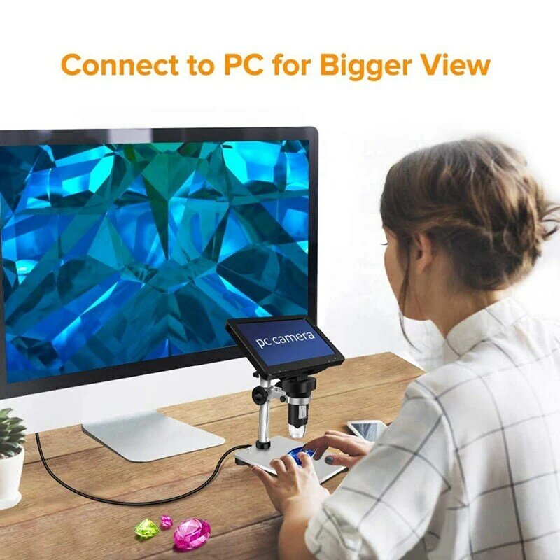 7 Inch LCD Digital Microscope Handheld USB 1X-1000X Magnification 1080P Video Camera Coin Microscopiope