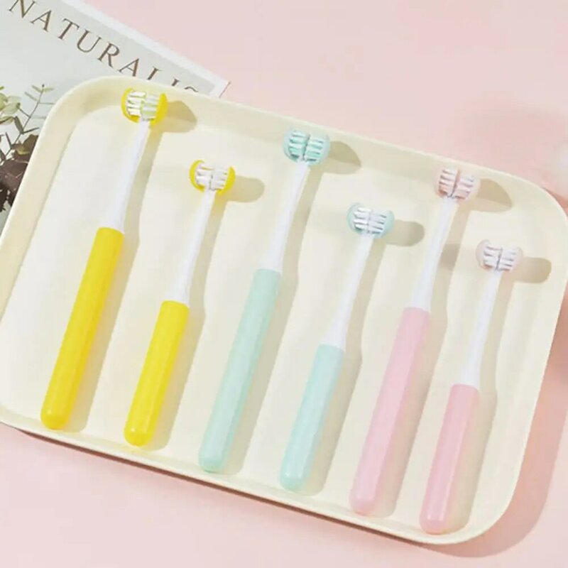 Health Caring Accessory Mini Three-sided Whitening Toothbrush for Bathroom