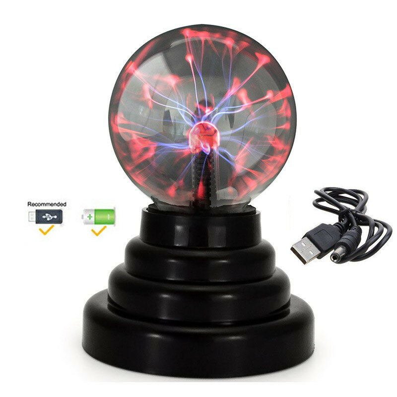 Colorful Magic Crystal Lamp decoration table light Black Base Glass Plasma Ball Lightning light with USB glitter lamp