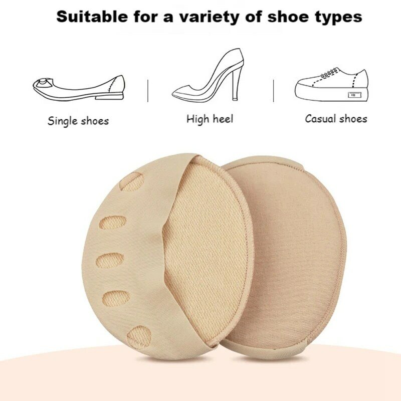 Medias plantillas de tacón alto para el cuidado del dolor de pies, almohadillas para el antepié, calcetines que absorben los golpes, 2 piezas = 1 par