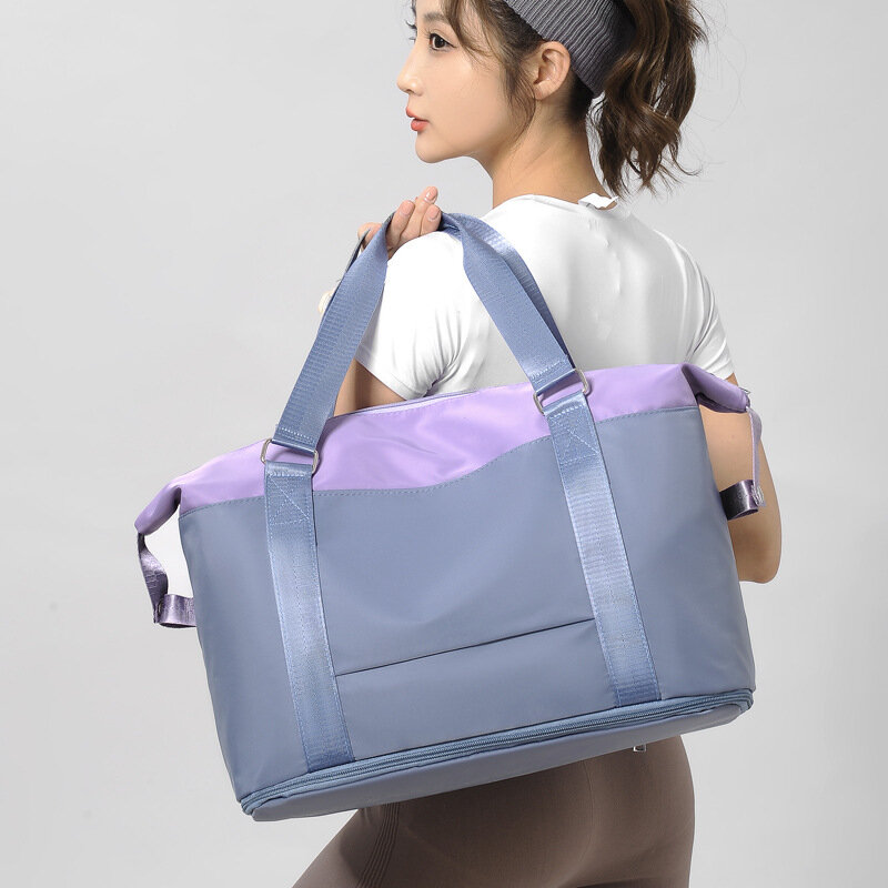 Bolsa de viaje de gran capacidad para mujer, ligera, impermeable, bolso de hombro, bolsa deportiva y de fitness portátil, bolsa de equipaje de viaje